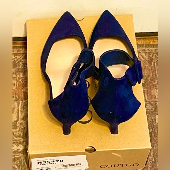 Coutgo navy suede heels with ankle strap - Picture 3 of 7